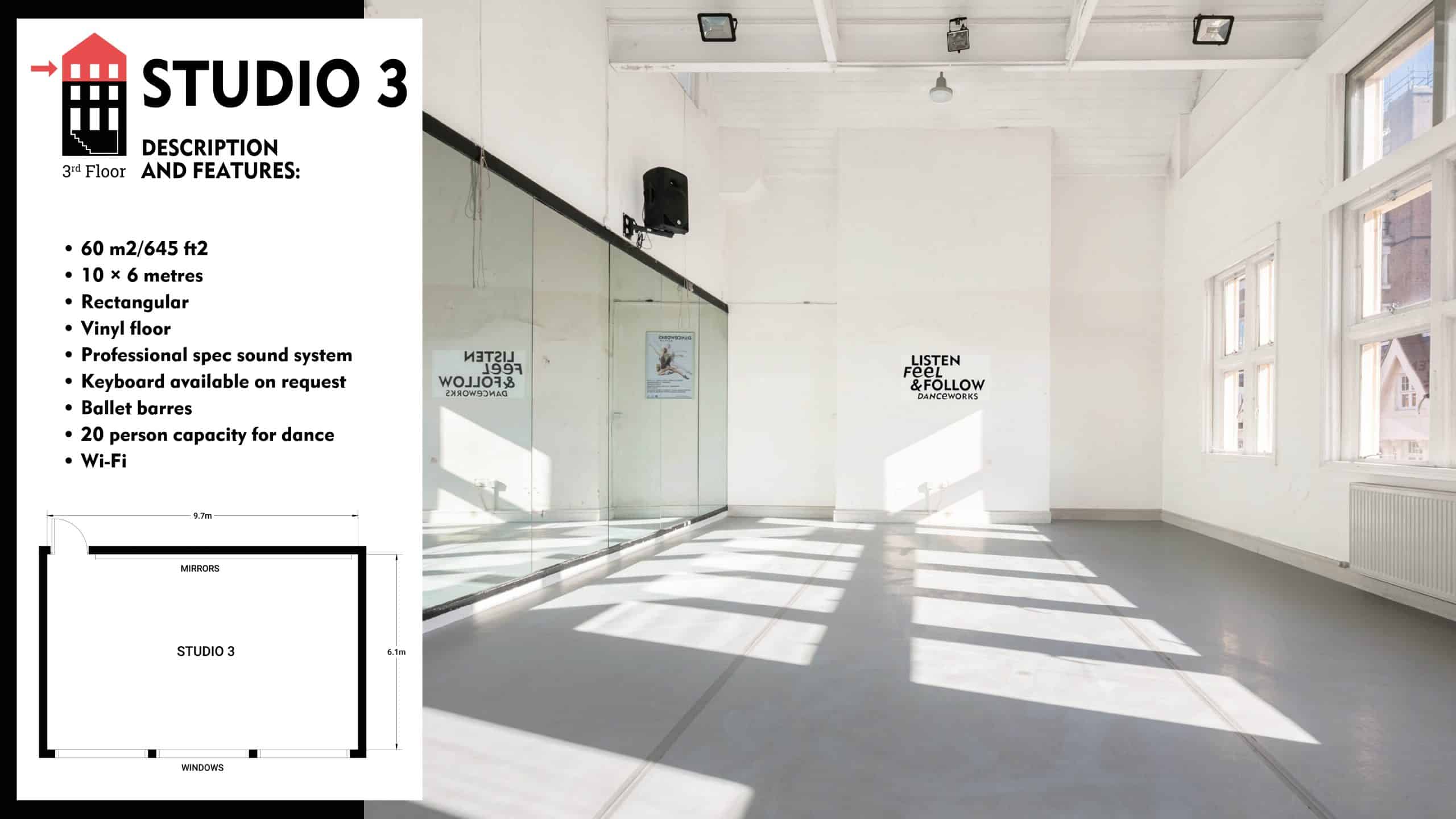 #Danceworks Studios 3 to Hire in London